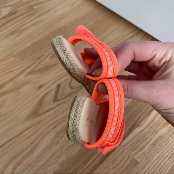 Cat & Jack Espadrille Sandals Sz 6 Neon Pink Orange Peach Coral Espadrille - Picture 8 of 8